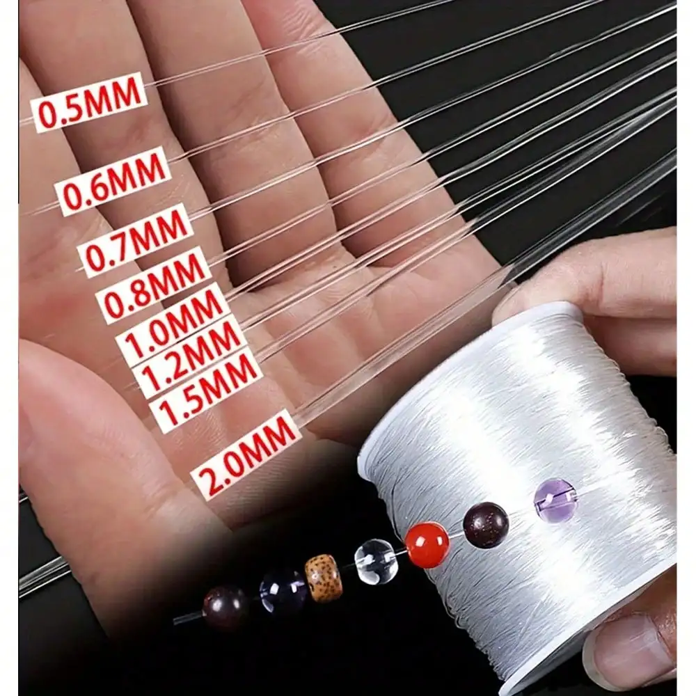 1Roll 0.5-1.0mm Handmade DIY Crystal Clear Elastic Stretchy Thread For DIY Beading, Jewelry Making, Handmade Craft Supplies - Pe