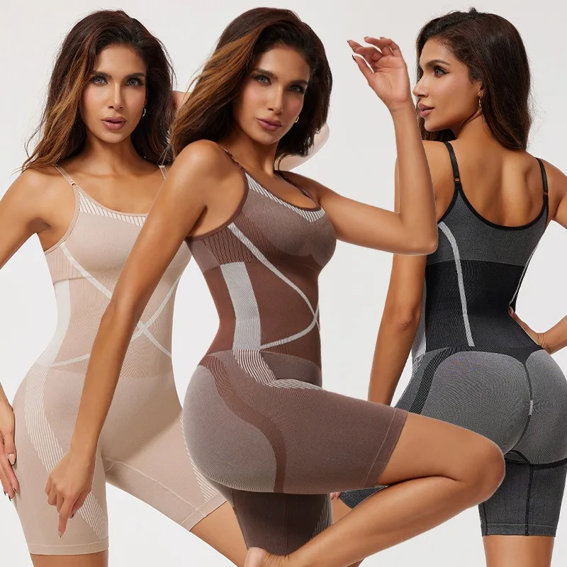 Fashion One-piece Shapewear Strap Chest Support Women's Corset Flat Leg Pants Hip Lifting and Waist Shaping Open Cut Jumpsuit