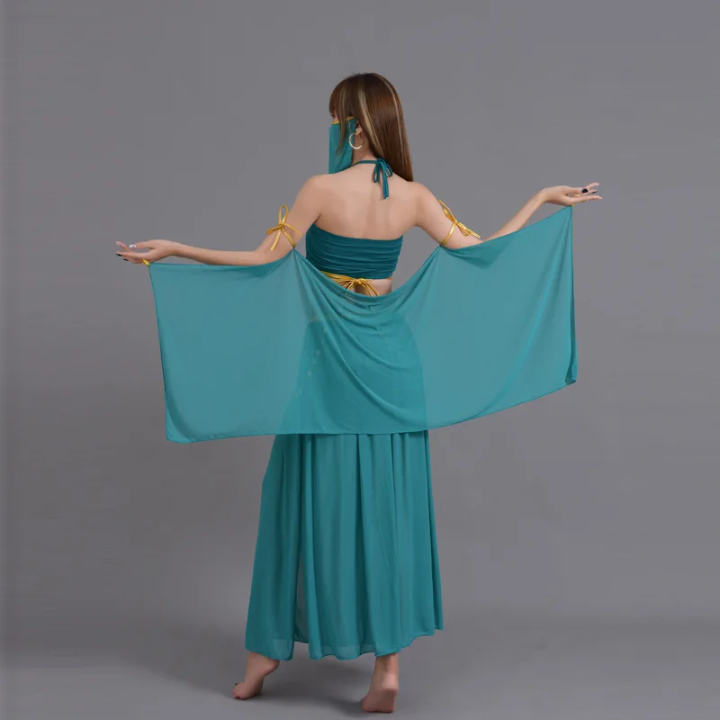 Customized Sexy Goddess Belly Dance Costume Indian Egyptian Queen Uniform Cosplay Exotic Aladdin Western Region Dancer Suit 6pcs