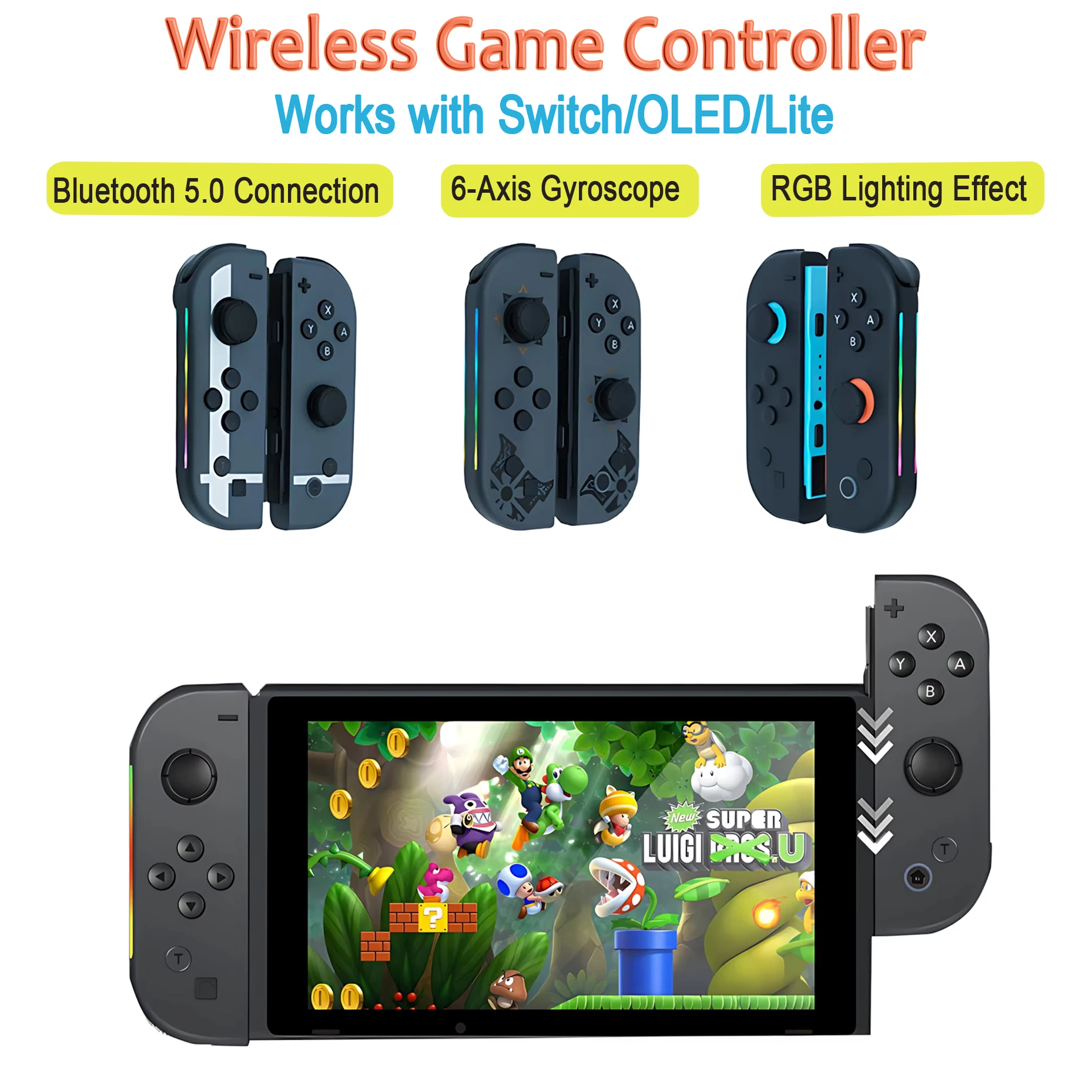 

Беспроводной контроллер для коммутатора, контроллер JC112 Bluetooth 5.0 для коммутатора, OLED, Lite, с 6-осевым гироскопом и RGB