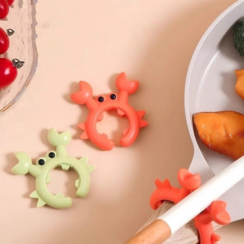 حامل متعدد الوظائف حامل ملعقة السلطعون مكافحة السمط تجاوز وعاء كليب أواني الطبخ مقاطع أدوات المطبخ القلي ملعقة