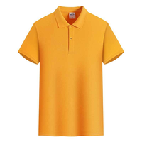 Casual Style Solid Color Polo Shirts Men's 180g 32 Short Sleeve Cotton Lapel Polo Shirts Summer Yellow Stock Workwear