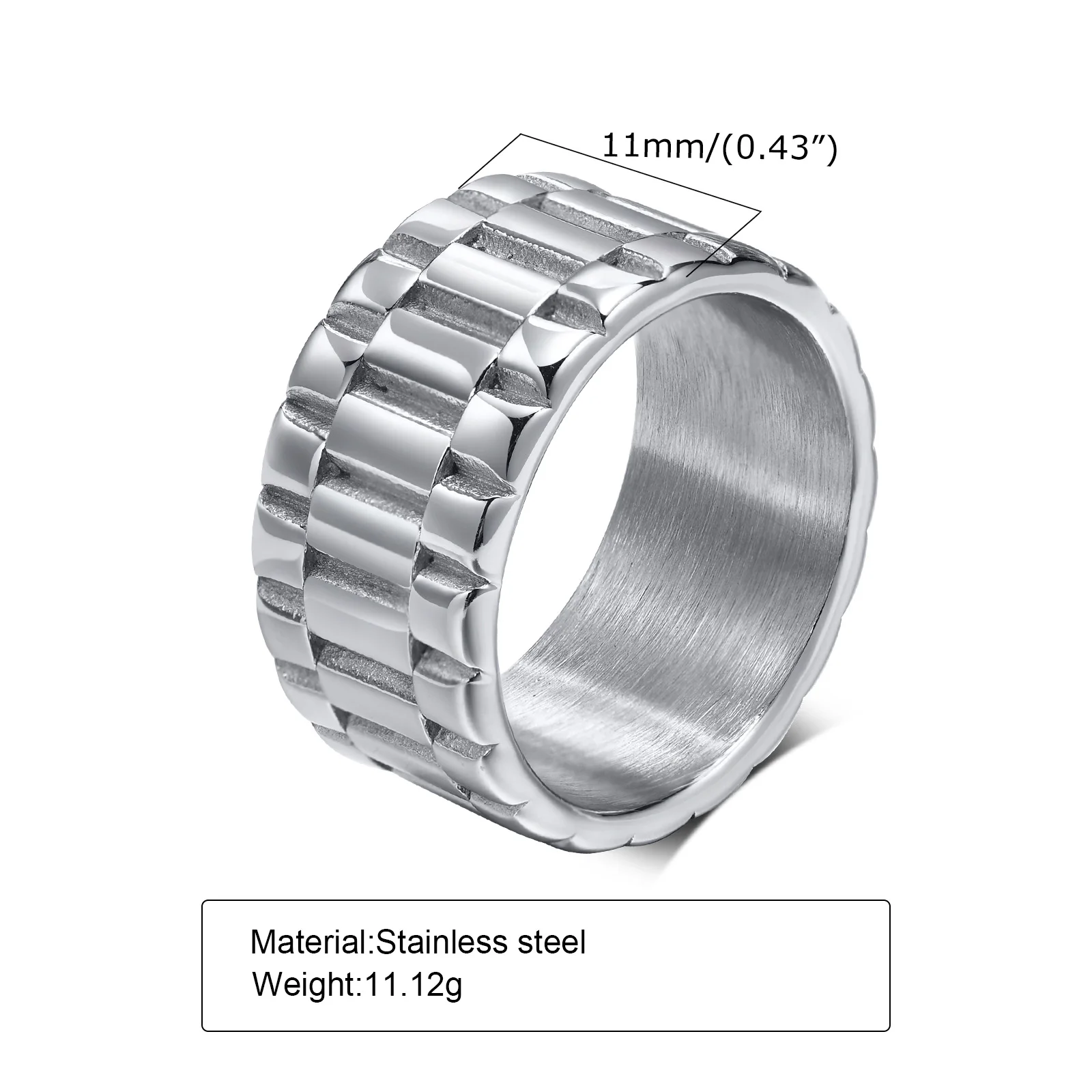 Stylish Stainless Steel Presidential Watch Link Rings for Men Male Gifts Jewelry