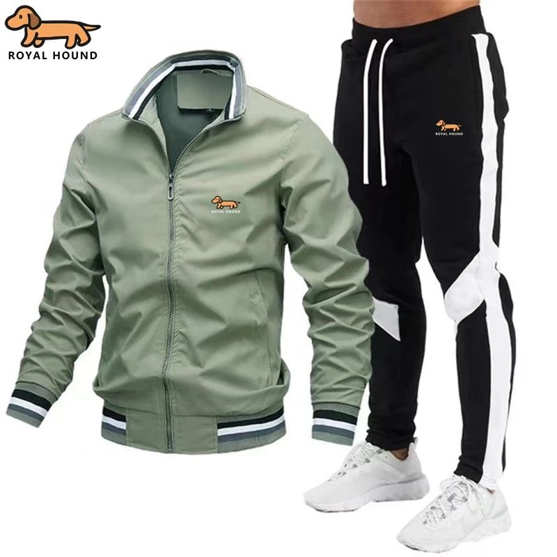 Royal Hound-conjunto deportivo de alta calidad para hombre, ropa deportiva ajustada, cárdigan de manga larga, chaqueta para correr, pantalones de