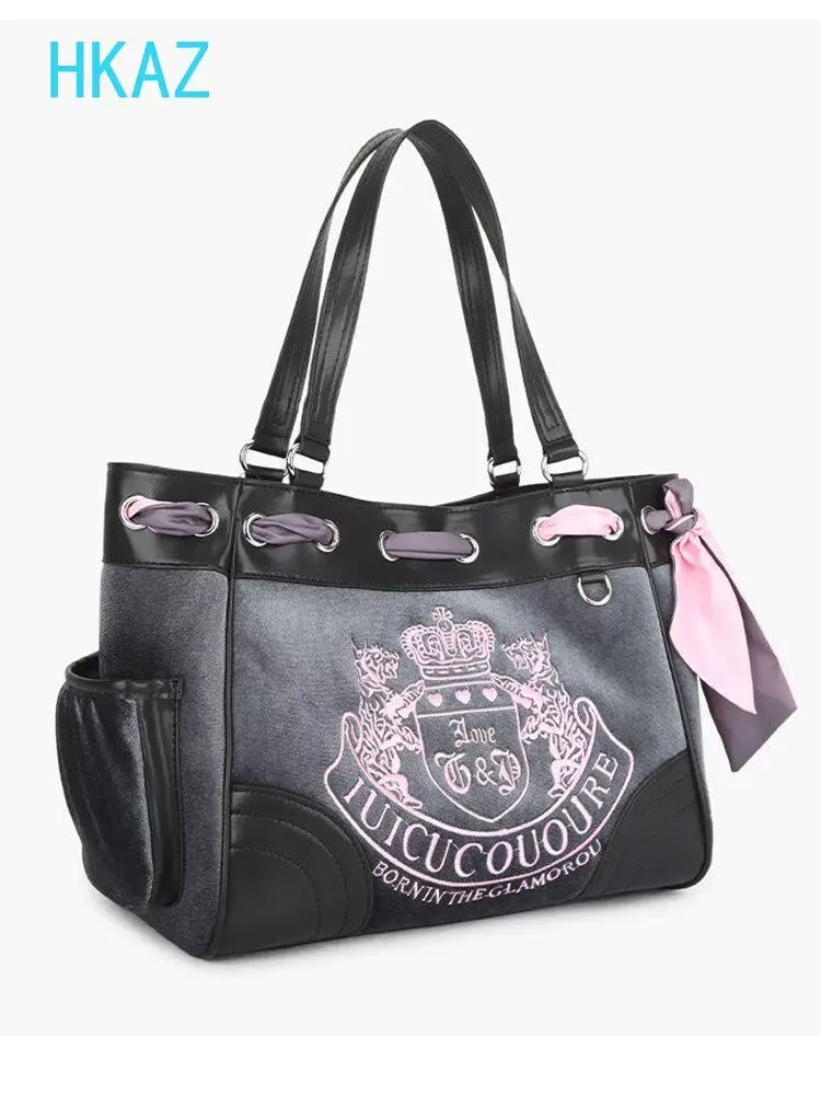 Sweet Girls New Plush Bag Fashion Embroidery Tote Bags Women's Casual Fashion Splicing Shoulder Handbag Travel Makeup Pouch