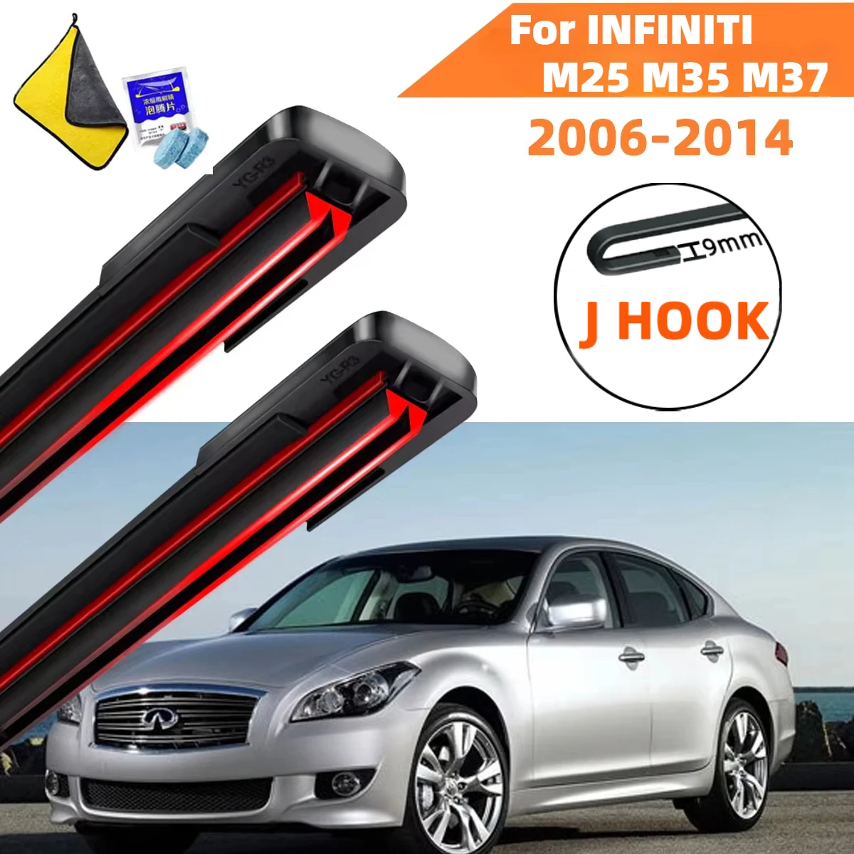 

Double Rubber Car Wipers for INFINITI M25 M35 M37 Front Blade Brushes Cutter Accessorie Wiper Windscreen Wiper Wear Parts