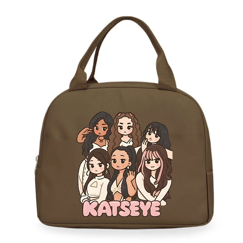 Hip Hop Girl Group Katseye Portable Lunch Bag Women Multifunctional Insulation Pouch Outdoor Kids Bento Lunch Bags