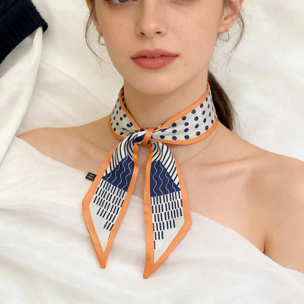 

Skinny Neckerchief Silk Scarf Women, Luxury Bag Scarf, Fashion Headband