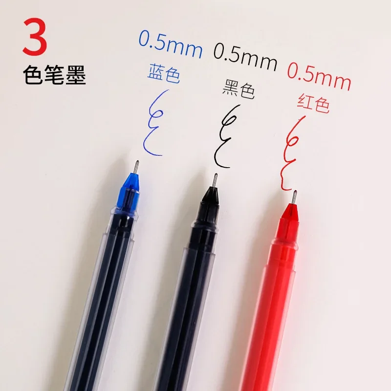 Gel Pen 05mm Black Blue Red Ink Large Capacity Smooth Writing School Student Office Stationery