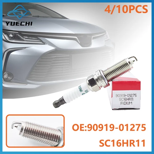 4/10 Uds 90919-01275 SC16HR11 bujía de iridio para Toyota Corolla Prius Matrix Lexus Yaris 267700-8300 SC16HR-11 90919 01275