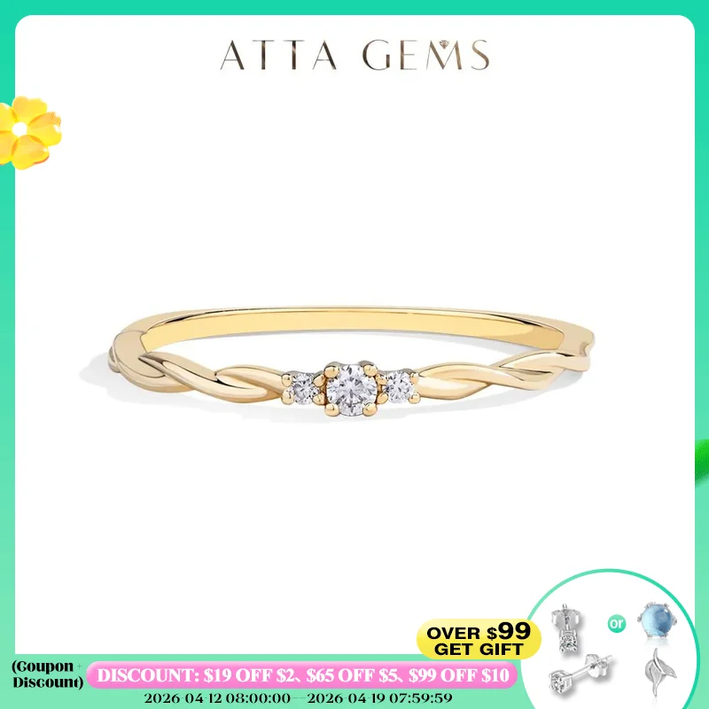 

ATTAGEMS Solid 10K 14K 18K Au750 Gold Moissanite Diamond Ring for Women Half Bind Stackable Engagement Anniversary Jewelry Gifts