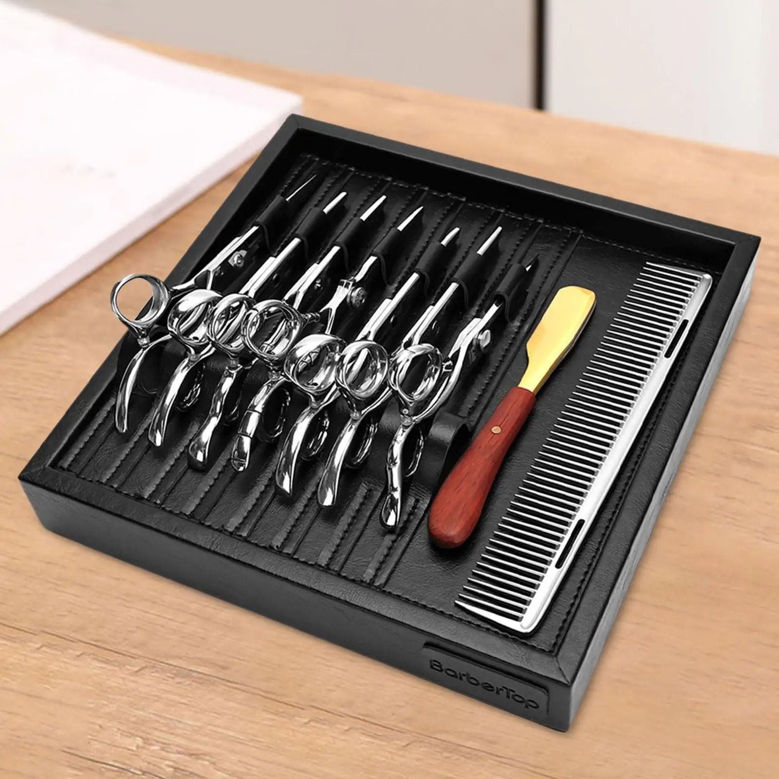 Barber Scissors Holder Scissor Storage Box Styling Tool Organizer Space Saving Storage Tray 7 Slot Station Hair Trimmer Holder