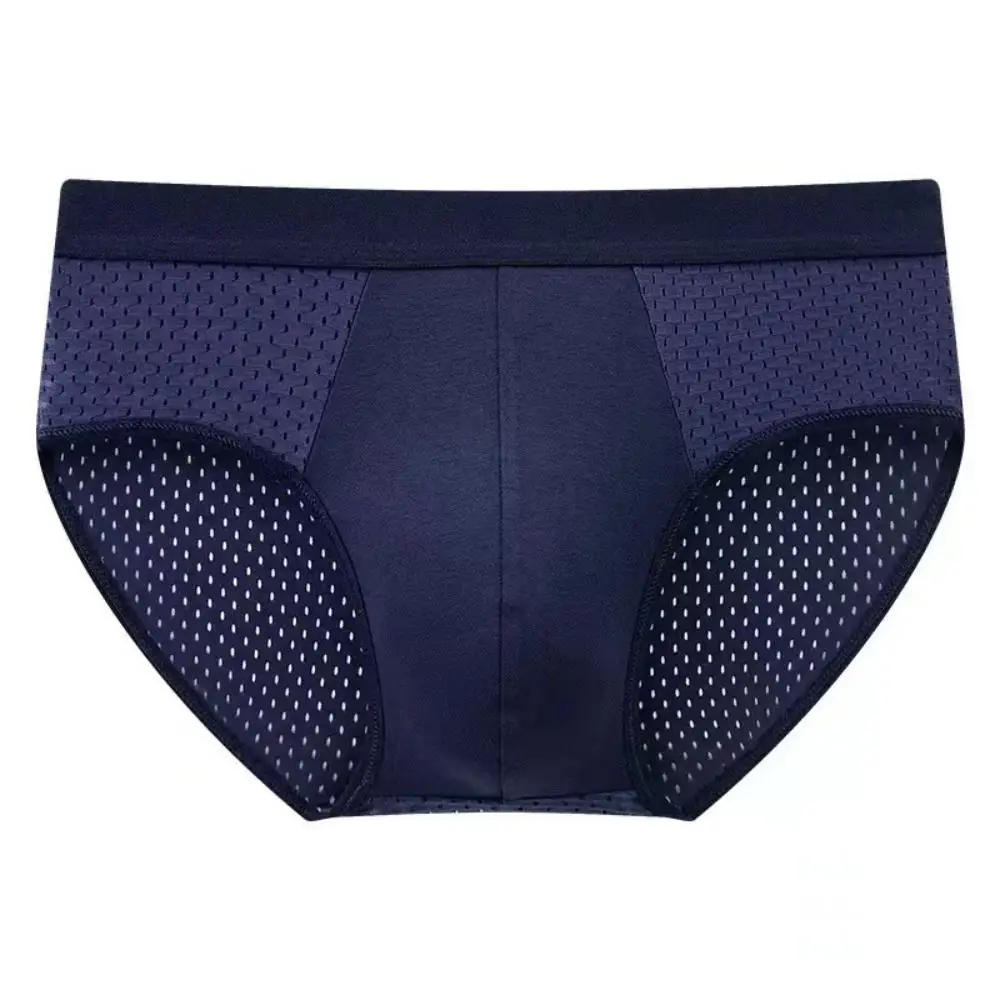 

4PCS Low Waist Men Mesh Panties Oversize Briefs Male Thin Panties Male Lingerie Elastic Ice Silk Triangle Underwear Gifts