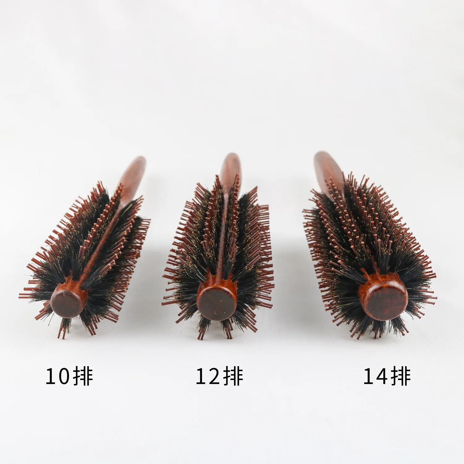 Porcine bristle solid wood curly hair comb Square handle hair roller comb Home style four flat rolling comb hairbrush