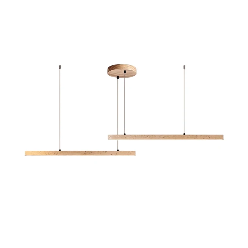 Dimmable LED Round Linear Natural Stone Collection 2026 Ceiling Chandelier Para Sala Estar Hanging Lamps For Dinning Room