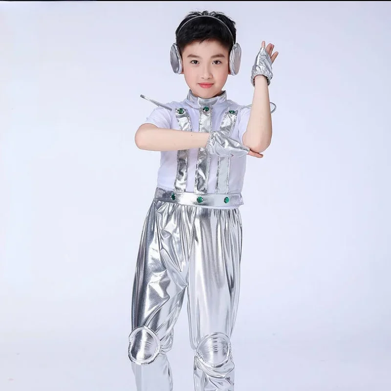 Kids Robot Space Future Style Costume Boys Girls Performance Outfit Alien Halloween Stage Show Party Cosplay Dress Up Clothes view 6