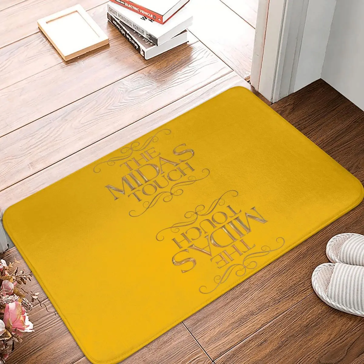 The Midas Touch Text In Gold Myth Front Door Mat Anti-Slip Outdoor Quick Dry Doormat Kitchen Balcony Entrance Rug Carpet