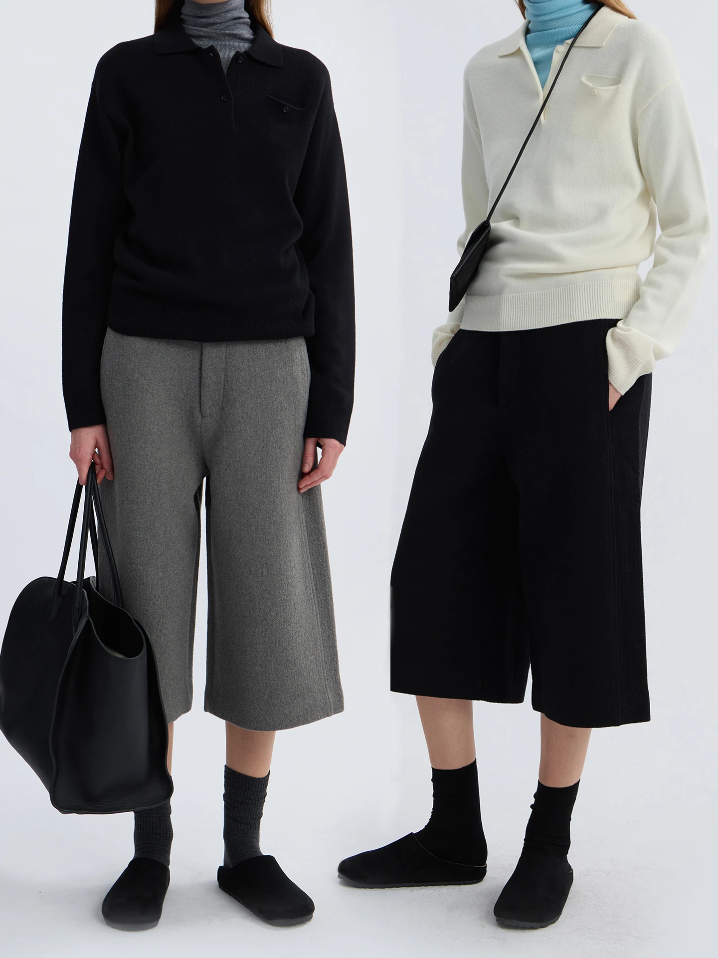 女性のウールストレートレッグカジュアルパンツ 7/8 長さのファッショナブルな質感秋の新作快適な綿混紡ズボン