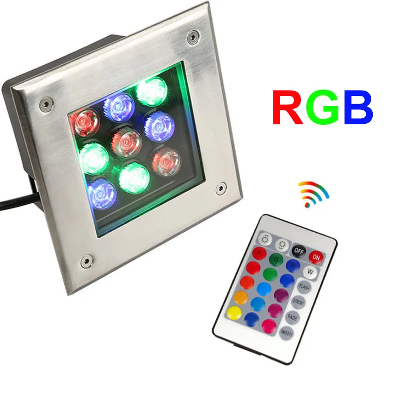 

Наружные водонепроницаемые светодиодные подземные лампы RGB мощностью 9 Вт с пультом дистанционного управления 110 В 220 В, внутренний свет для земли, садовой дорожки, паркового пола