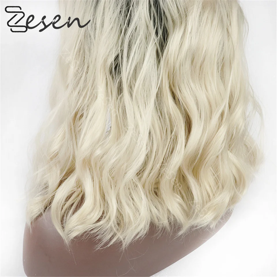 Synthetische Lace Front Pruiken Gelaagde Cut Lace Rechte Pruiken 14-inch Pruiken Voor Vrouwen Ombre Blonde Cosplay Synthetische Kant Pruik Lijmloos