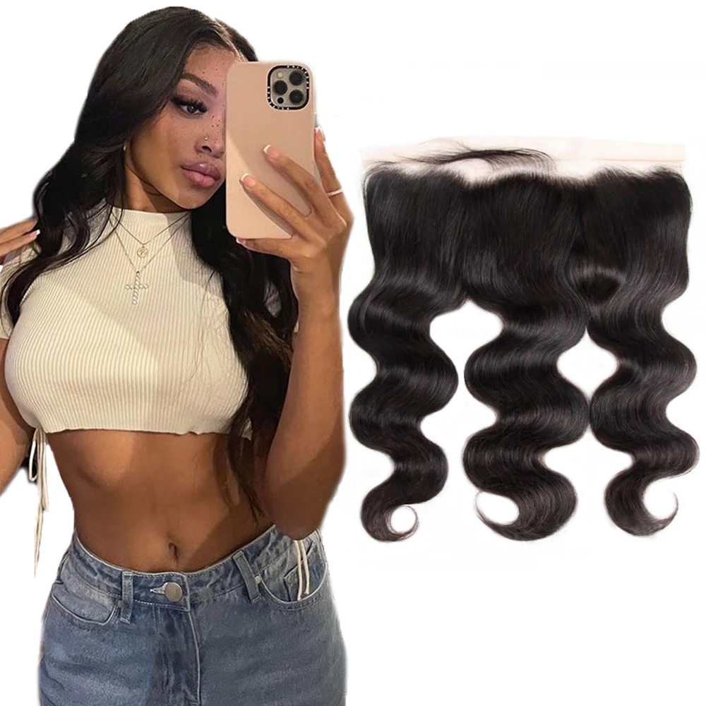 

Body Wave 13x4 Lace Frontal Transparent Brazilian Virgin Human Hair With Baby Hair Can Free Part Natural Color Swiss Lace Front