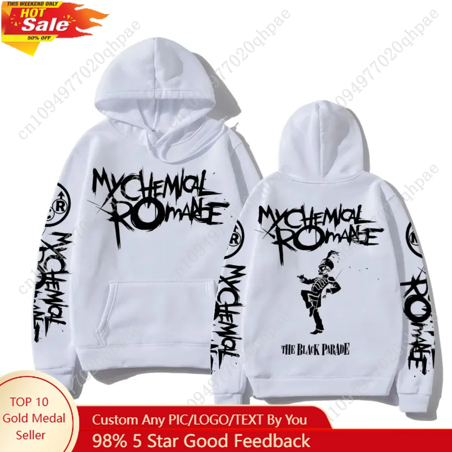 

My Chemical Romance Double Sided Graphic Hoodies Streetwear Black Parade Punk Emo Rock Hoodie Men's Hot Hooded Sweatshirt Tops
