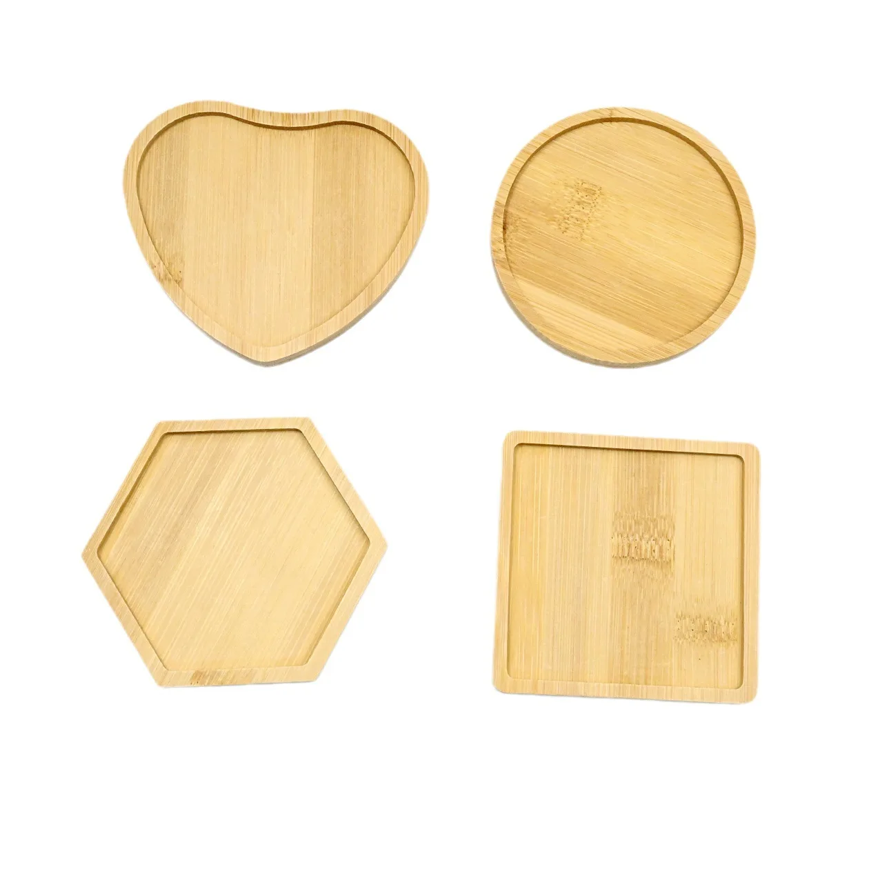 circular heart-shaped mosaic diy bamboo placemats square retro handcrafted wood coasters tray for home decor