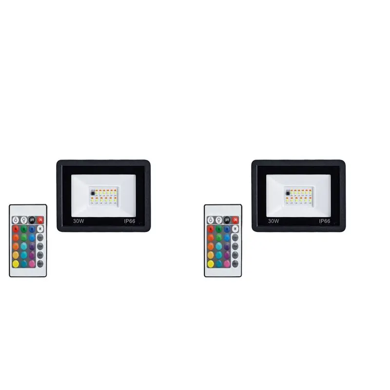

AT05-2X 30W RGB Прожектор с RGB-подсветкой, IP66, светодиодный прожектор с пультом ДУ, лампа-проектор для наружного освещения сада
