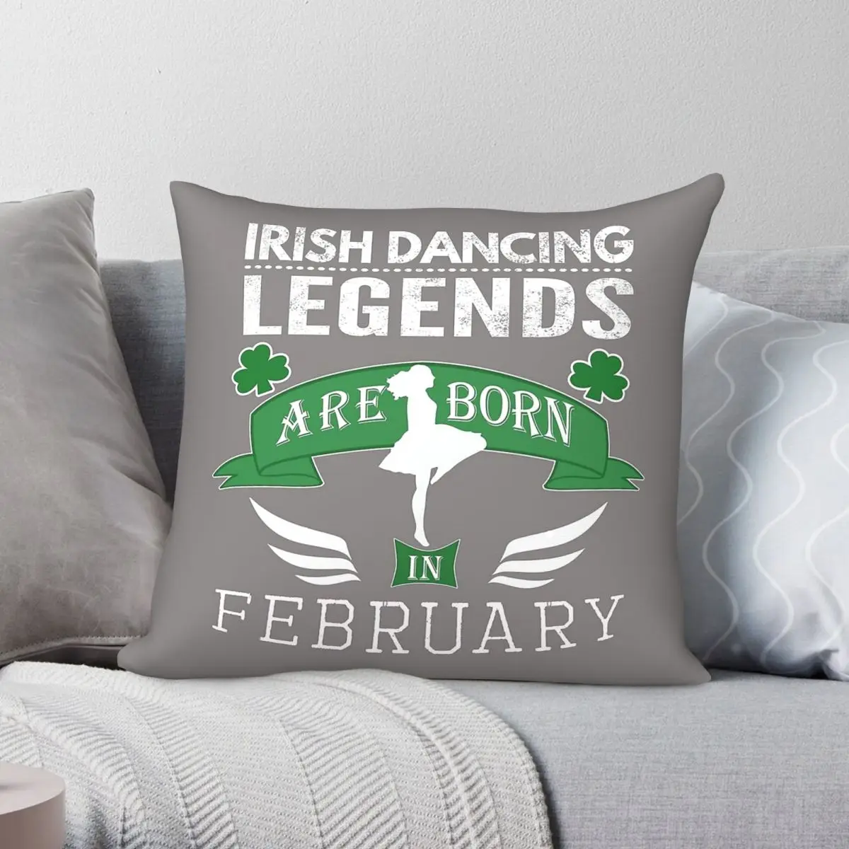 Irish Dancing Legends February Pillowcase Polyester Linen Velvet Printed Decorative Throw Pillow Home Cushion Cover 45x45