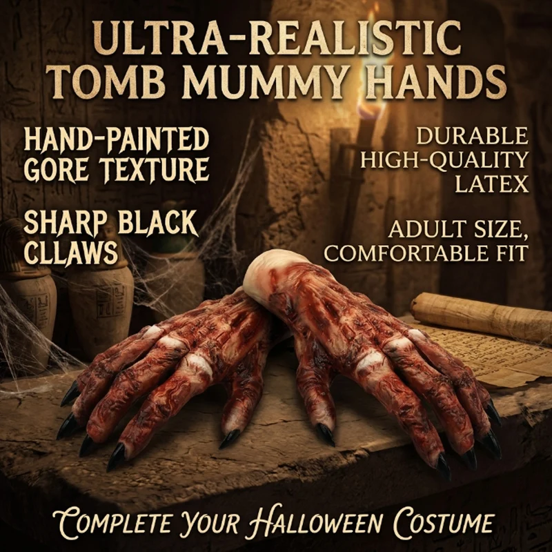 Mummy Corpse Latex Glove Set for Halloween Easter Lifelike Costume Accessories for Adults Kids Perfect Prank Props Spooky Party
