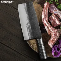 Old Fashioned Handmade Kitchen Knife Blacksmith Forging Cleaver Slicing Chopping Knife 4mm thick blade Carbon Steel Knives