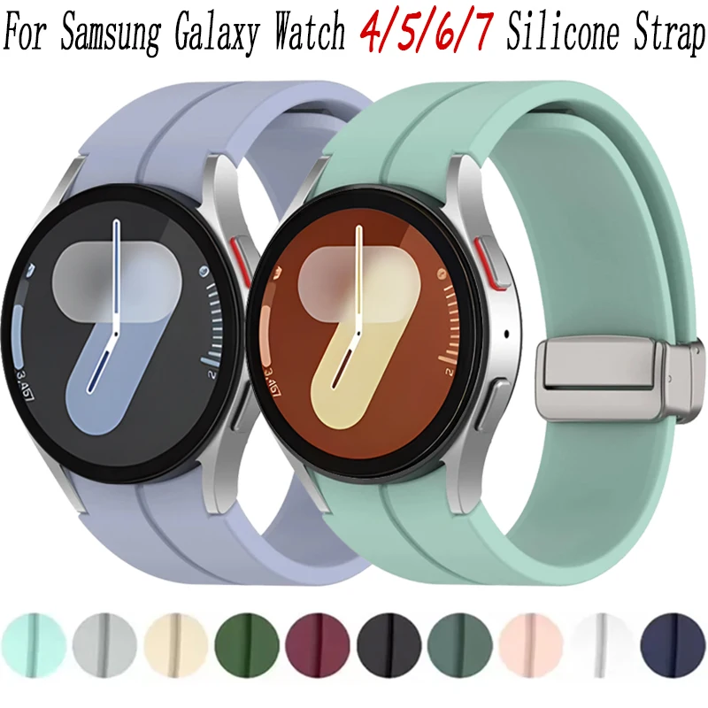 Original Silikonarmband für Samsung Galaxy Watch 7 6 5 4 44mm 40mm Magnetband für Galaxy Watch4/6 Classic 42mm 43mm 46mm 47mm