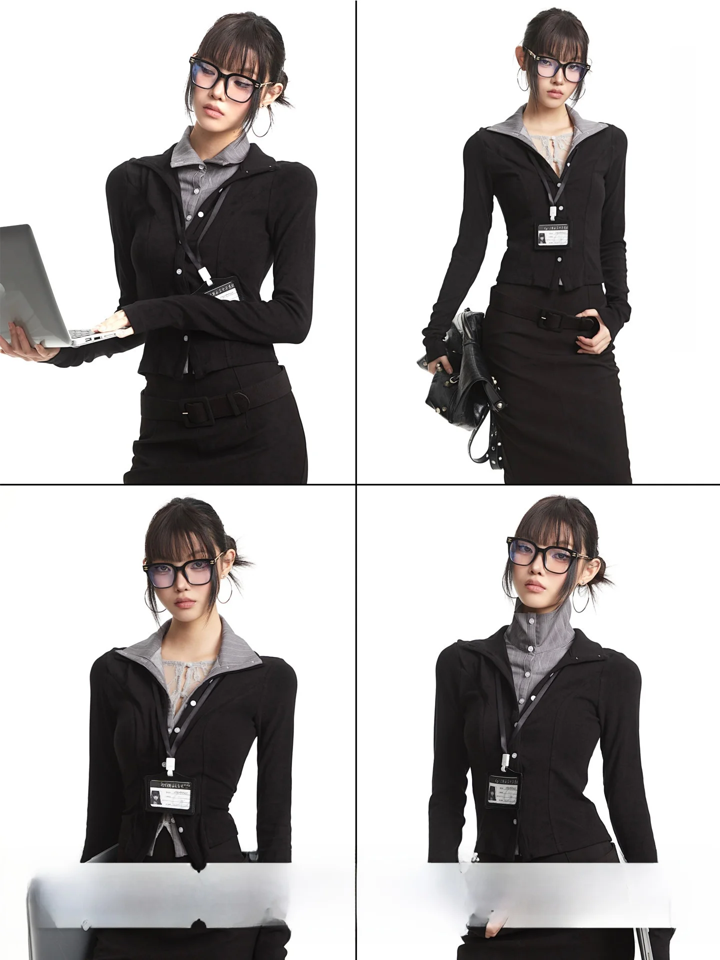 

UNCMHISEX Bla Lace Trim Slim Fit Ne Long Sve T-irt Women's Casual Sle Faionable oulder Length Top