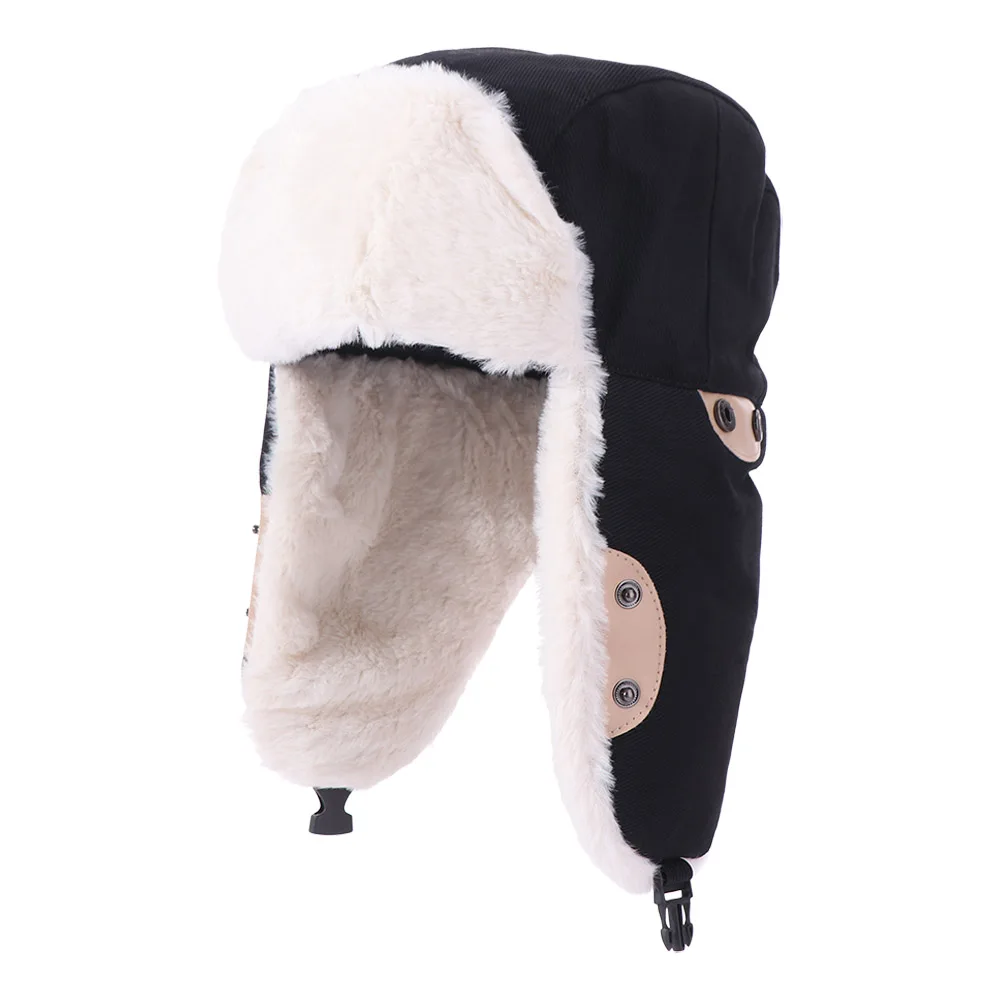 Casual Thickened Ear Protective Hat Solid Color Keep Warm Winter Pilot Hat Korean Style Windproof Women Plush Hat Men
