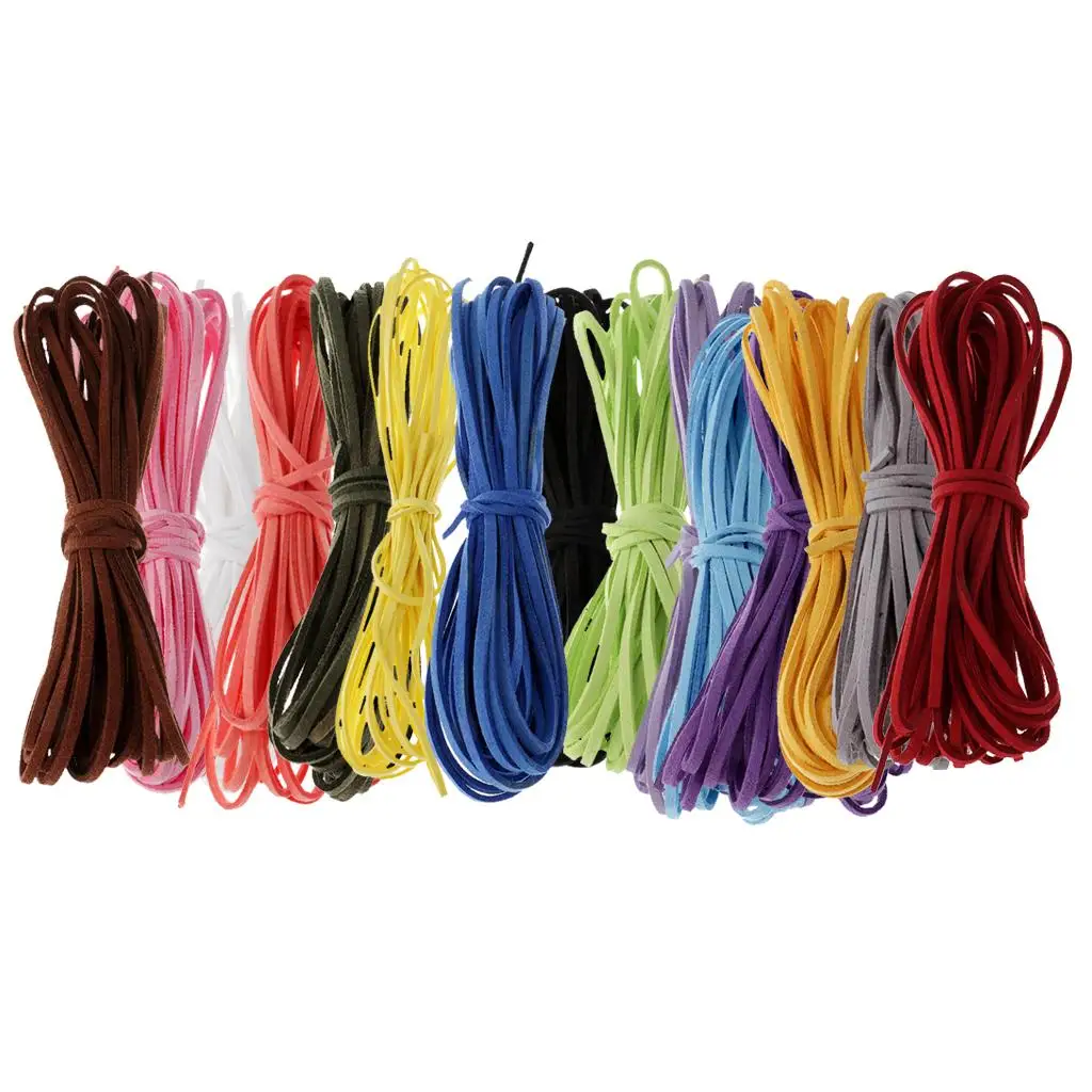 2Pcs 2mm Flat Leather Strip Cord Braiding String for DIY Necklace Finding