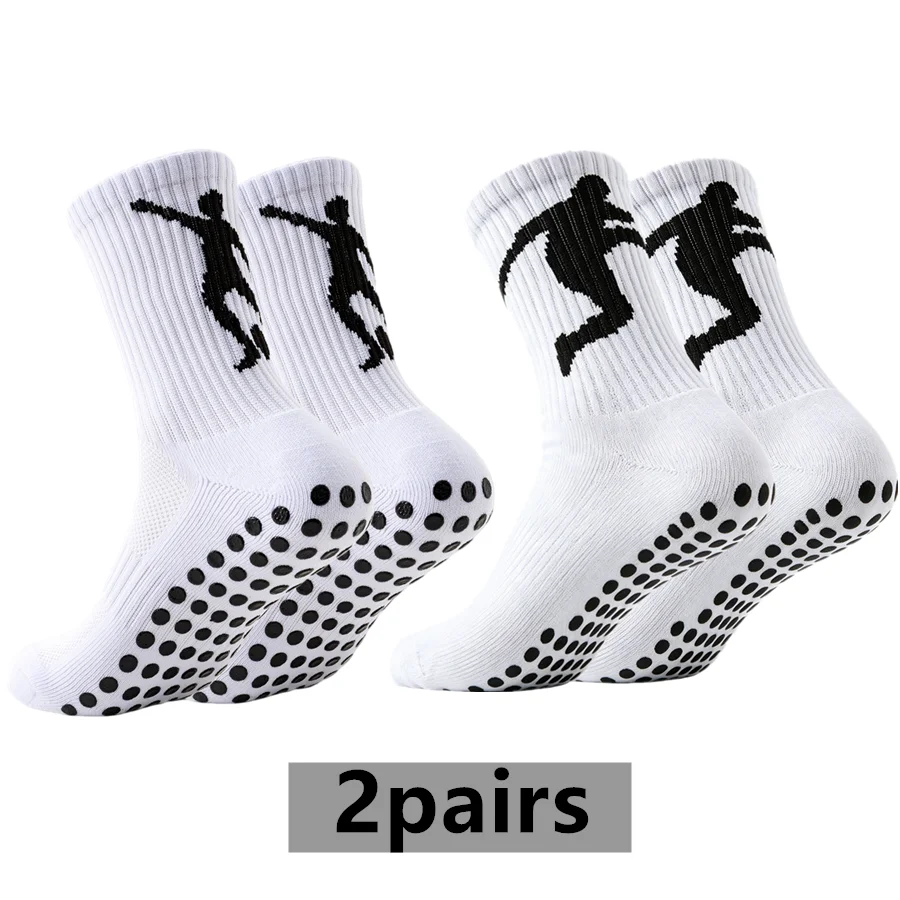 

2pairs mens womens non slip grip towel bottom professional breathable shockproof soccer rugby exercise socks