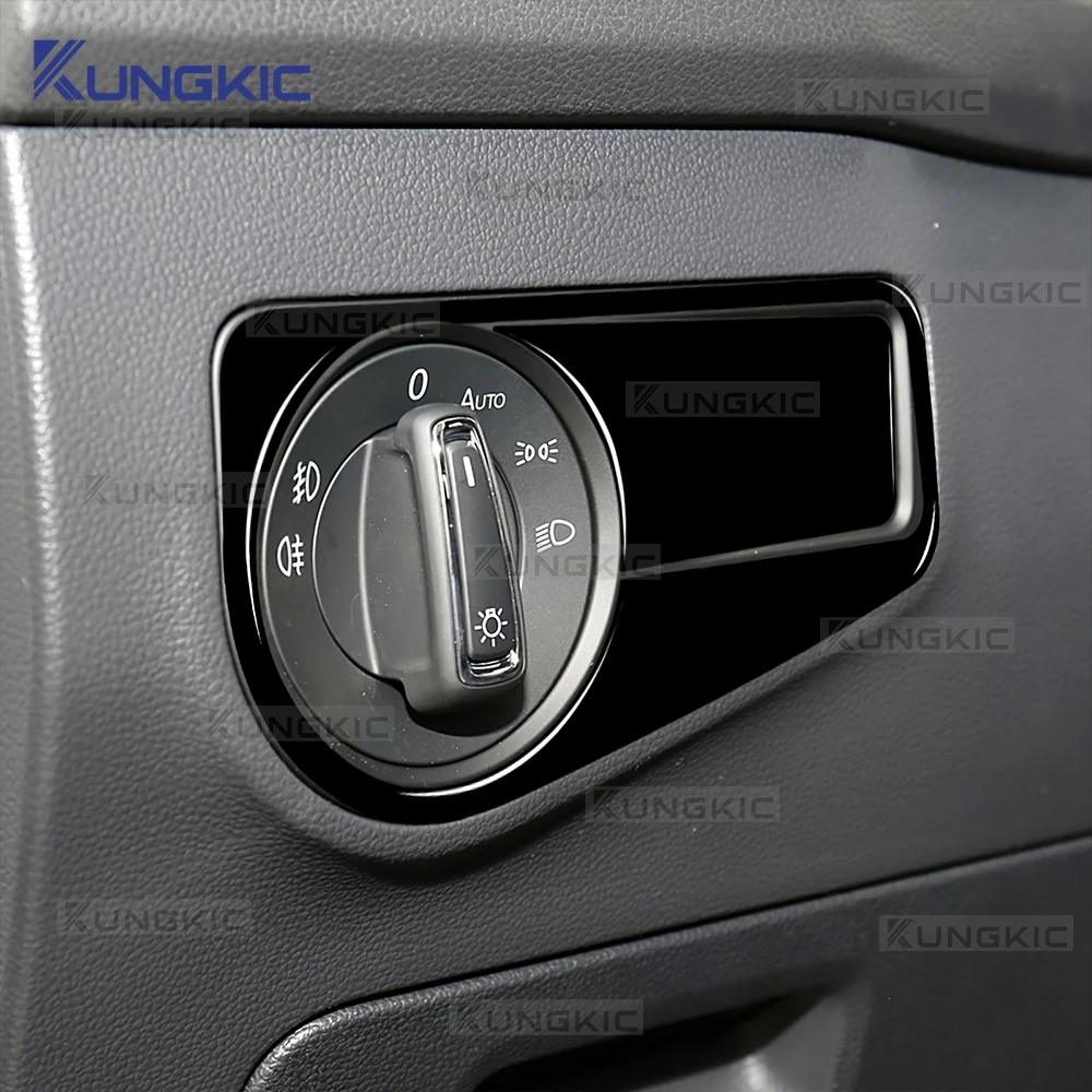 ل Volkswagen VW Tiguan AD1 mk2 2018 2019 2020 2021 ريال لينة ألياف الكربون لامعة الأسود ملصق LHD RHD العلوي التبديل الإطار