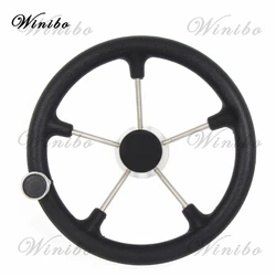 Preto Marine Volante, Aço Inoxidável, Função Anti-Skid com Punho de Botão, Barco Acessórios, Fit para Yacht, 13-1/2