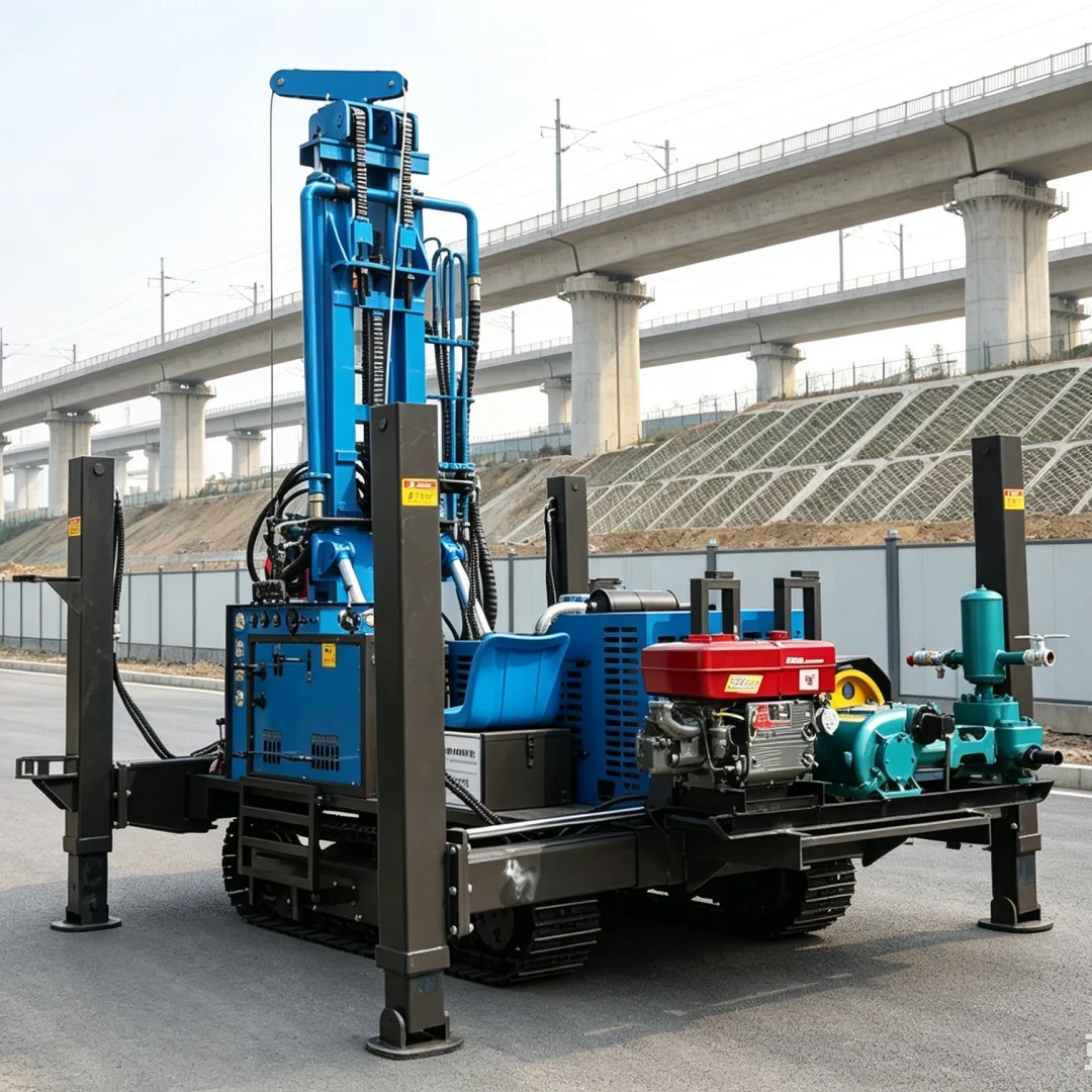 Customized 200‑meter Crawler Pneumatic Water Well Drilling Rig, Diesel‑powered Fast Well‑forming Equipment for Rock Wells