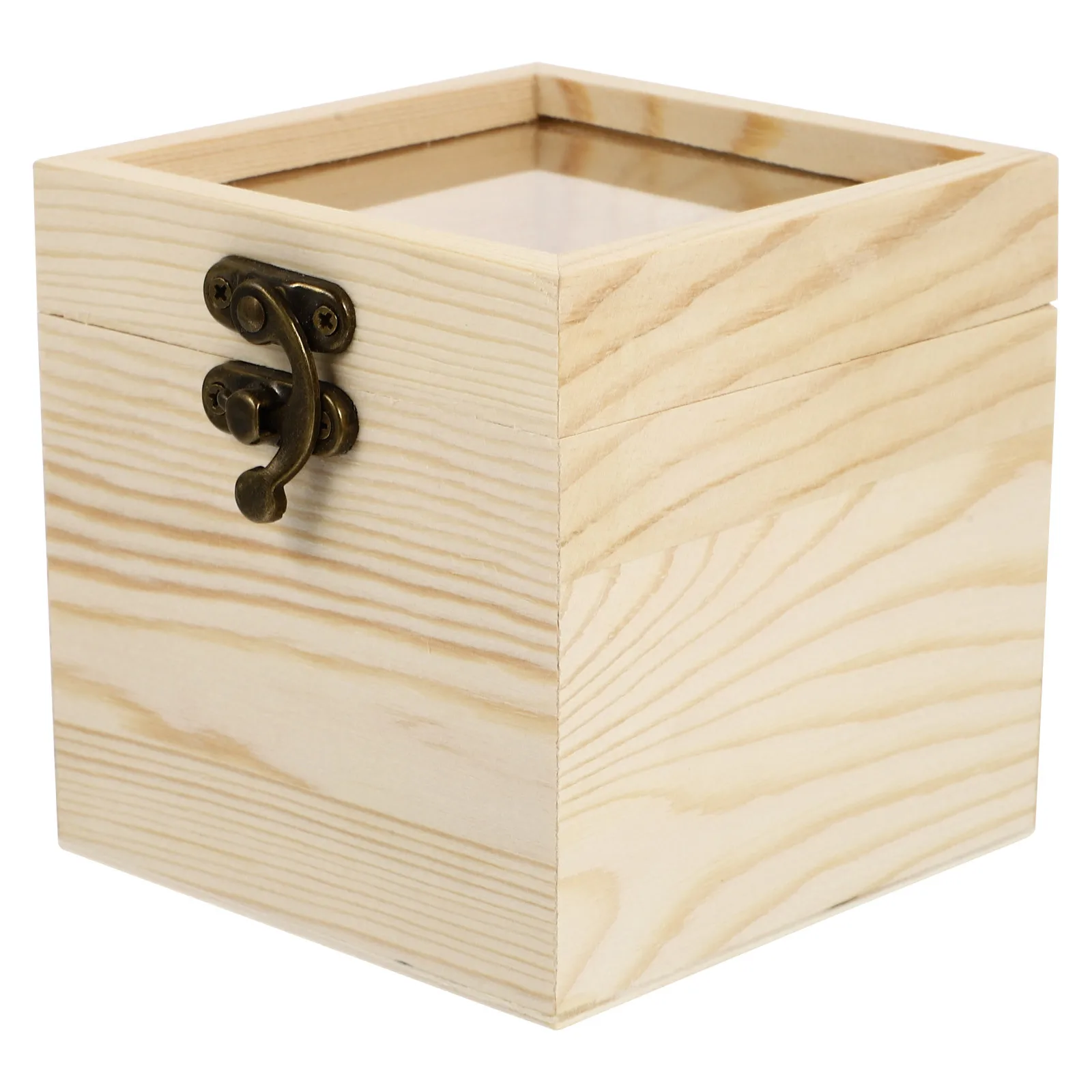 

1pc Wooden Eternal Flower Box Premium Wood Glass Material Multi-Function Gift Display Storage Transparent Lid Present Packaging