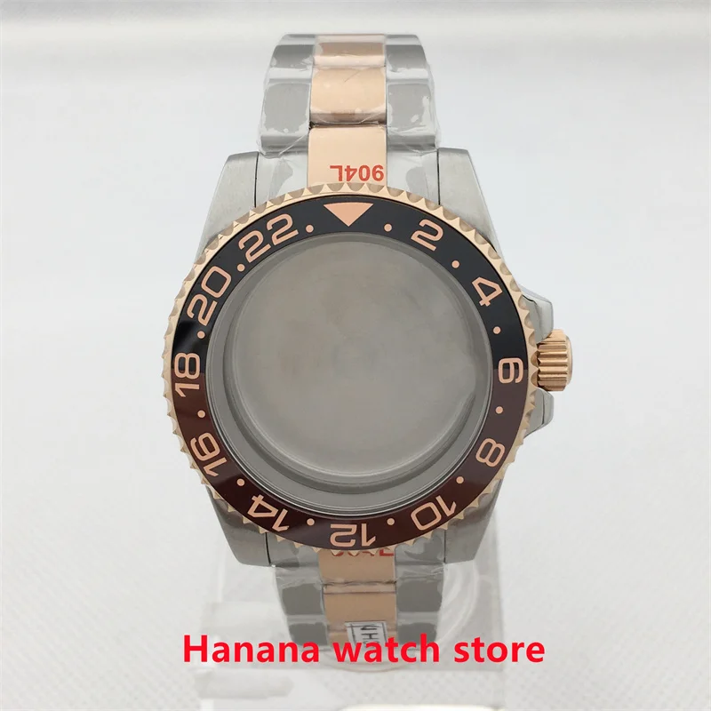 BLIGER 40mm Silver Rose Gold Two Tone Case Sapphire Glass Ceramic Bezel Fits Miyota DG NH36 NH35 ETA2824 2836 PT5000 Movement