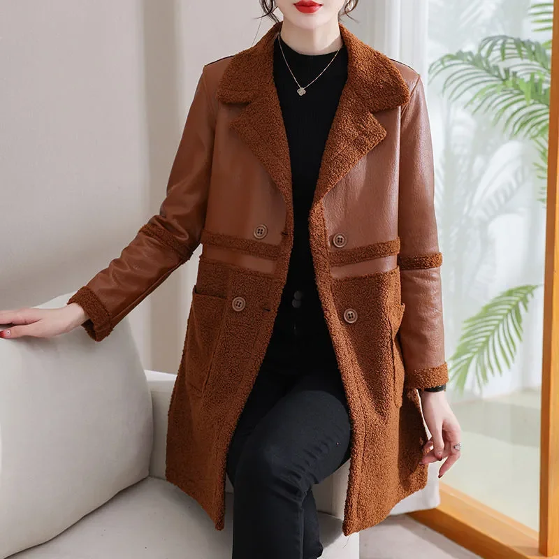 2024 Winter New Women Fur Vest Fat Sister Loose Female Clothing Vintage Velvet Thick Coat Warm Mid-length Waistcoat WommenA856