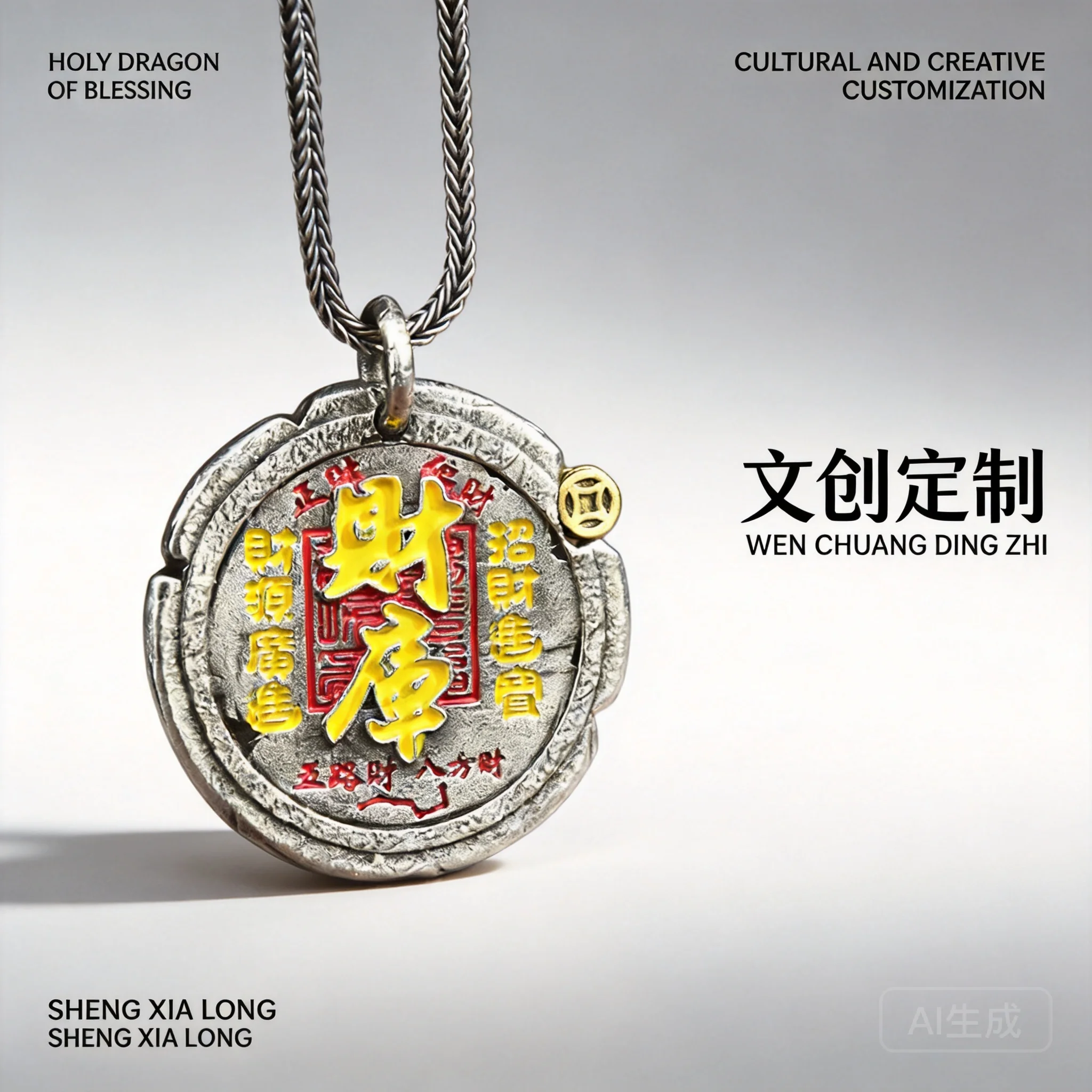 

Chinese Style Fortune Treasury Pendant Handcrafted Cast Good Luck Wealth Attracting Amulet Necklace For Men Women Lucky Blessing