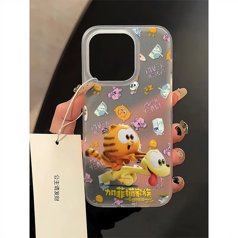 Cartoon Garfield Family Phone Case For IPhone 16 15 14 13 12 11 PRO MAX XR XS 7 8 Plus Lovely Cat High Quality Matter Soft Cover