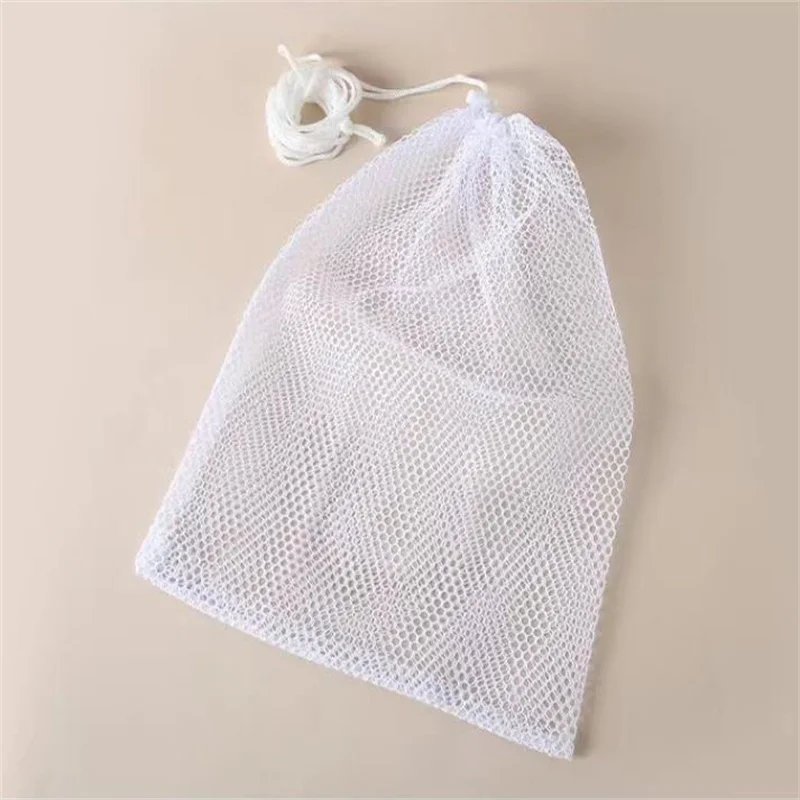 

White drawstring mesh Storage bag Packaging mesh bag Portable travel storage mesh bag Underwear storage bag Golf bag