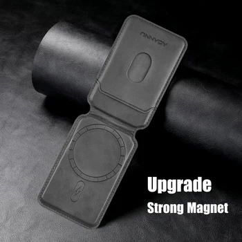 หรูหราหนังโทรศัพท์มือถือMagsafeแม่เหล็กสําหรับIPhone 14 11 12 13 15 16 Pro Max 15Plus Bank ID Cardกระเป๋าสตางค์กรณี
