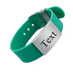Pulsera de silicona con nombre personalizado para hombre, brazalete de acero inoxidable con grabado de logotipo, color verde y negro, joyería de regalo