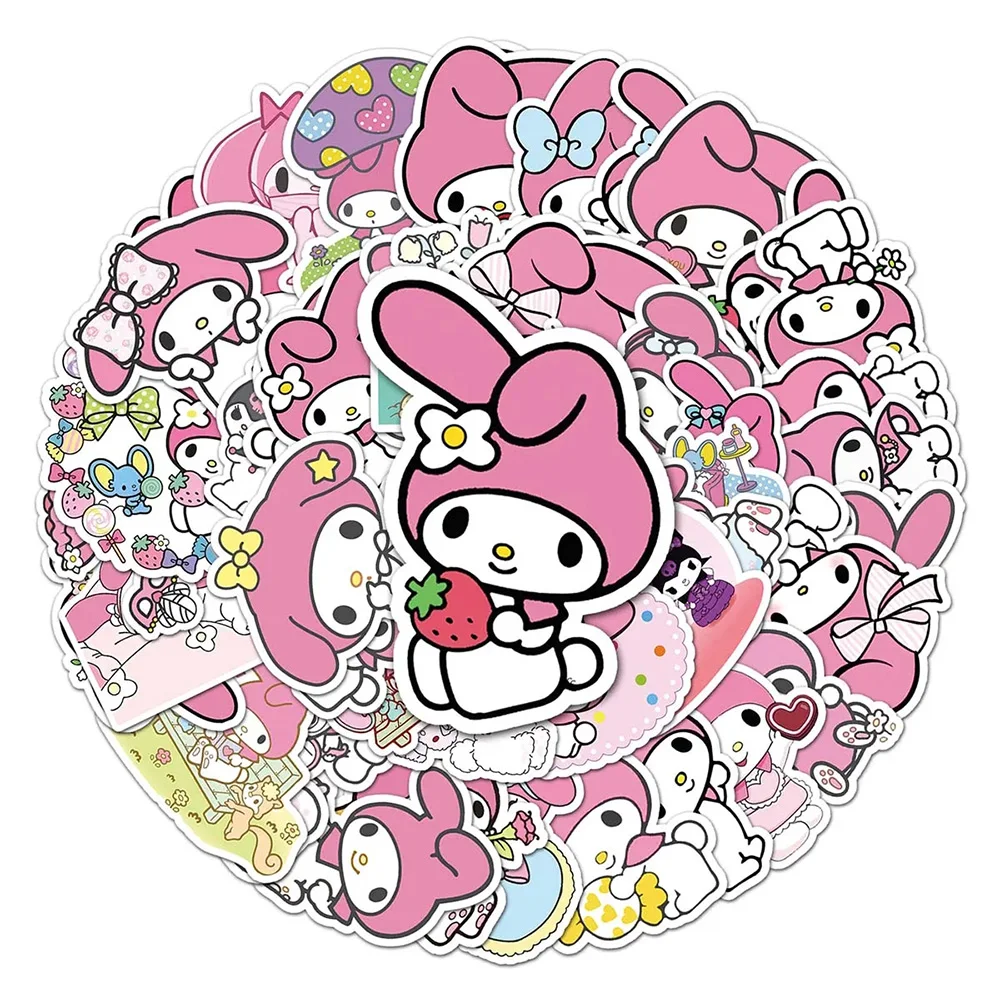 10/30/50pcs Pink Kawaii My Melody Sanrio Sticker for Journal Stationery Laptop Decals DIY Cute Fun Cartoon Waterproof Sticker