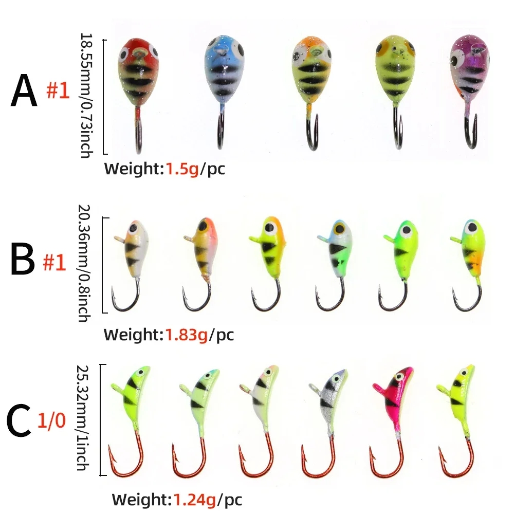 Vtwins Jig Head luminoso UV para pesca en hielo lucio y trucha - imagen 4
