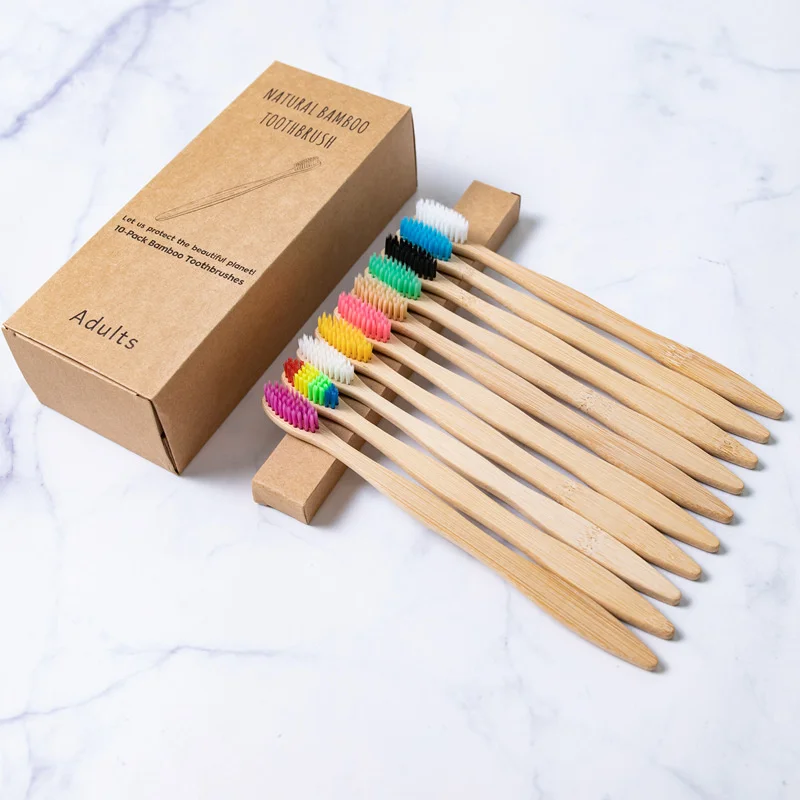 1pcs Eco friendly Bamboo Toothbrush Soft Bristles Biodegradable Plastic-Free Adults Toothbrush Bamboo Handle Brush